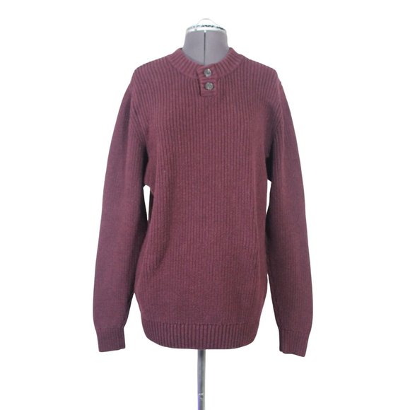 Duluth Trading men's chunky knit burly two‎ button retirement Henley sweater M - Picture 1 of 10